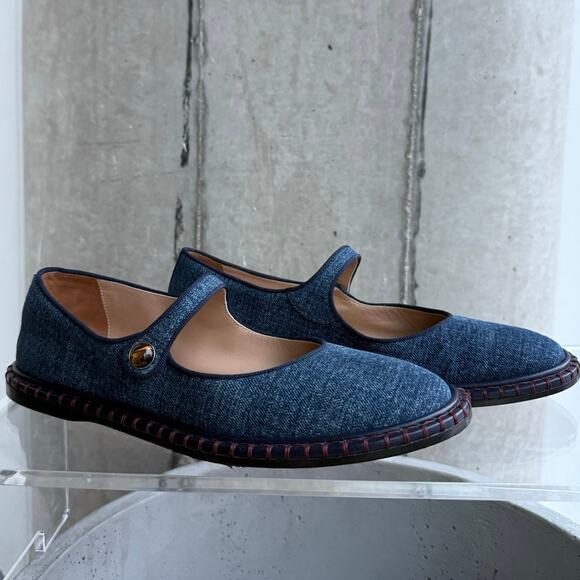 Chloe Rubie Denim Ballerinas SZ 37 - Picture 1 of 6